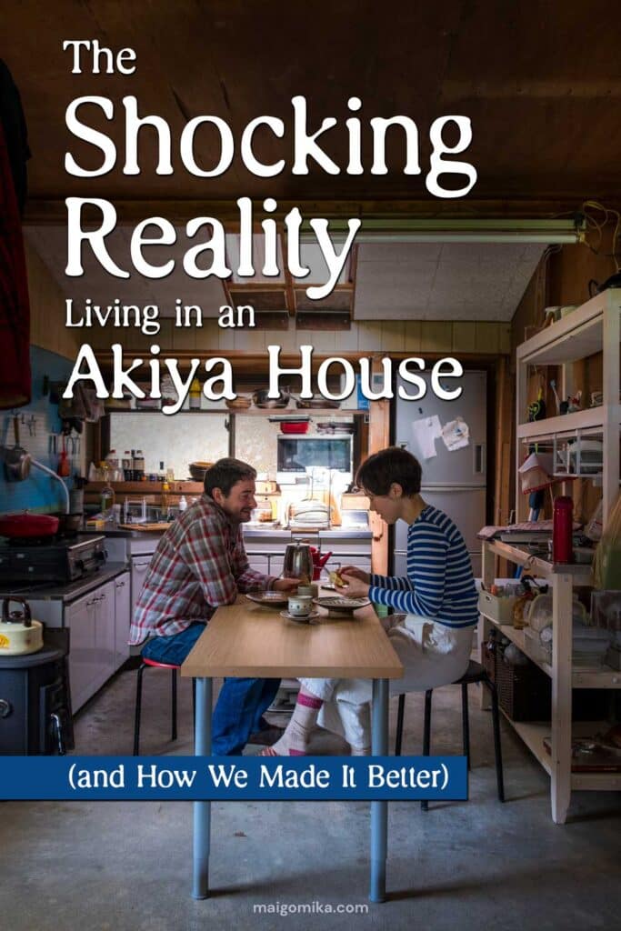 Maigo Mika and Jesse, two Canadians sitting at a table in a traditional Japanese akiya house.