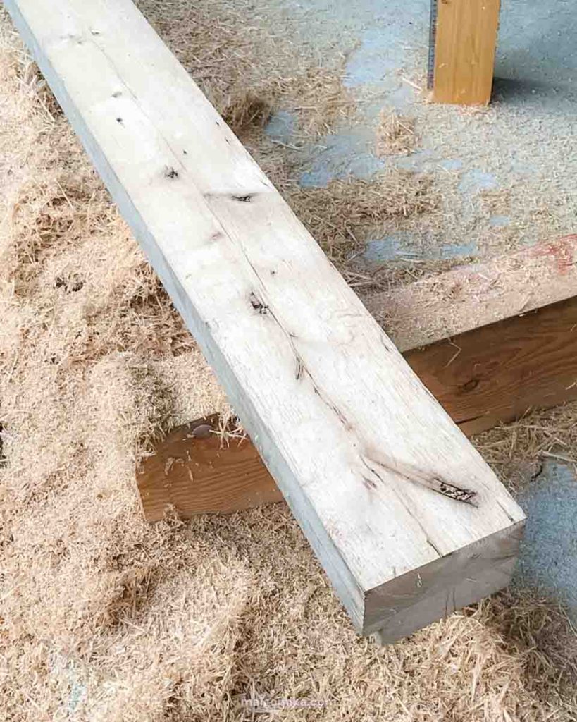 Freshly planed beam for engawa beam on a traditional Japanese house renovation