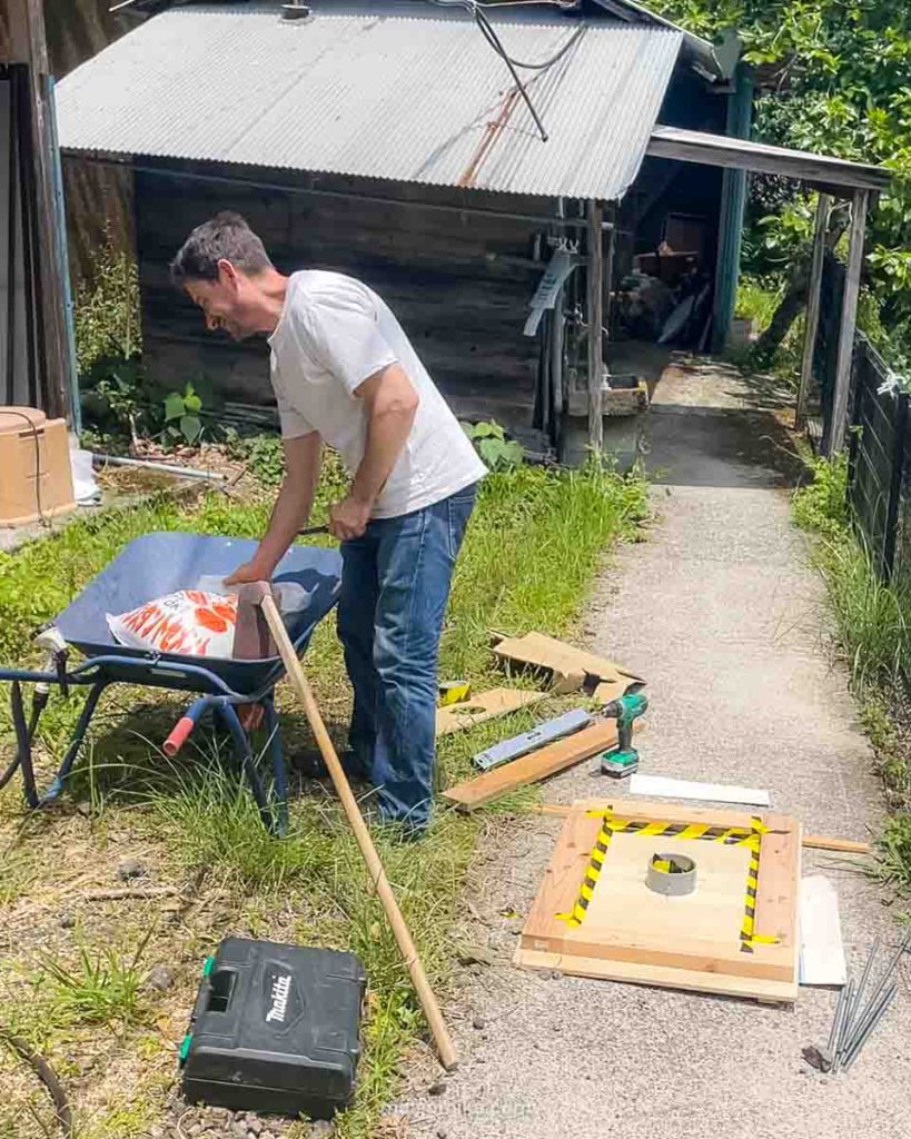 man mixing cement