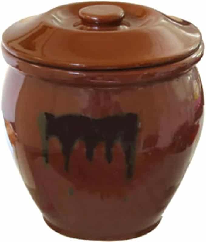Japanese ceramic brown jar used for pickling such as making umeboshi